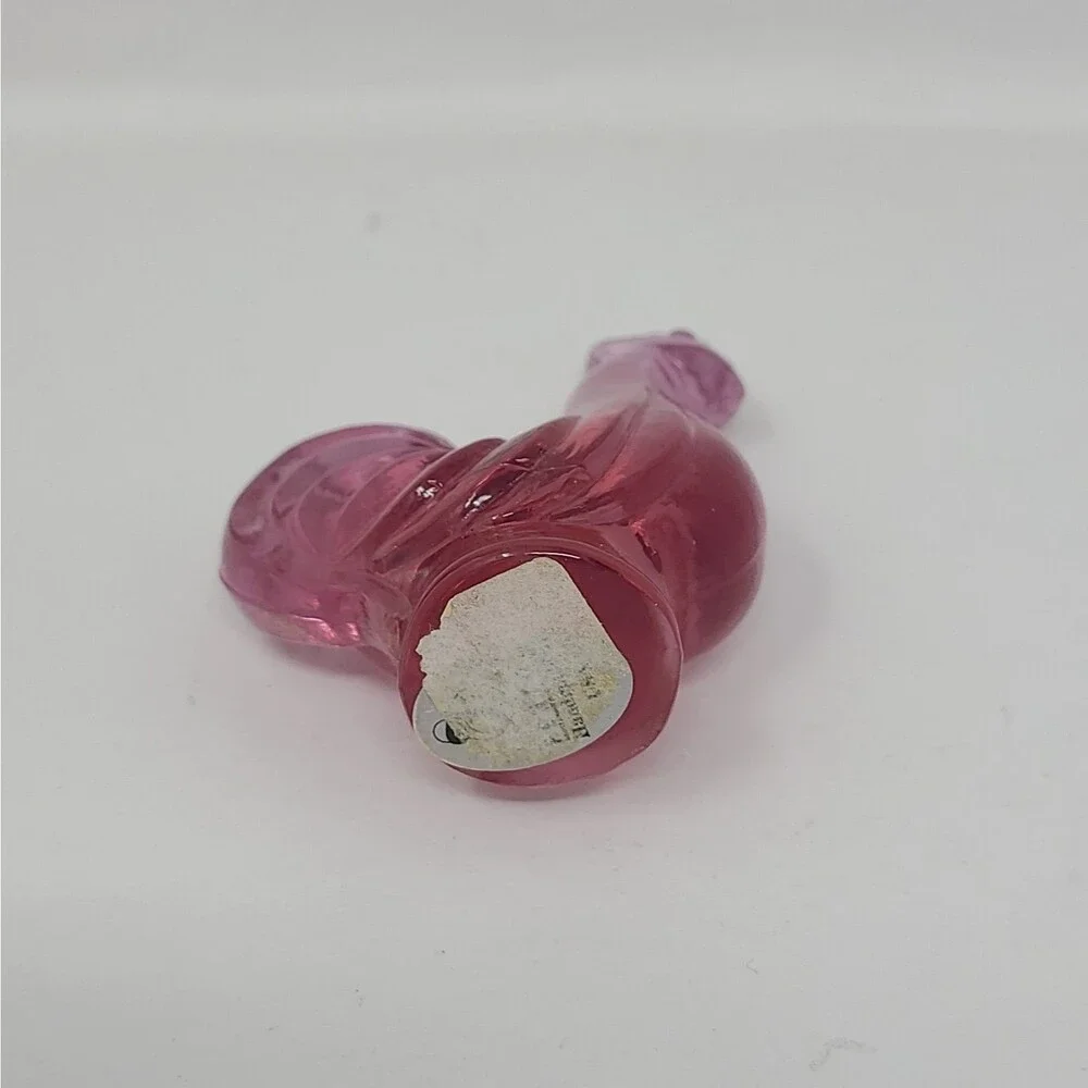 Vintage Fenton Glass Pink Rooster Figurine 3” Art Glass Animal